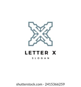 Letter X Flat Logo Design Vector Template