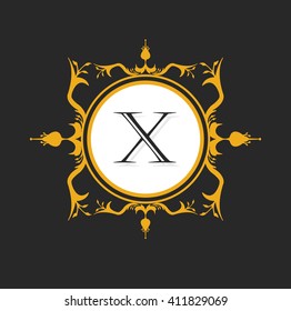 Letter X Floral monogram.