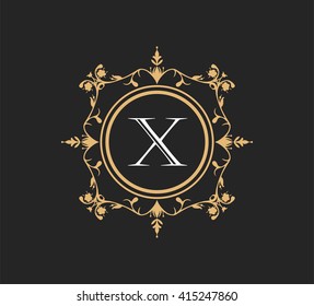 Letter X  Floral monogram.