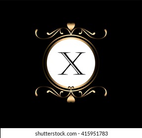 Letter  X Floral monogram.