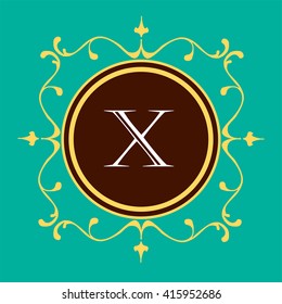 Letter  X Floral monogram.