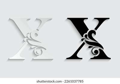 letter X. flower  letters. Vintage ornament initial Alphabet. Logo vector 
