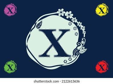 Letter x with flower logo and icon graphic design template