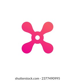 Letter X Flower Logo Vector With Pink Color