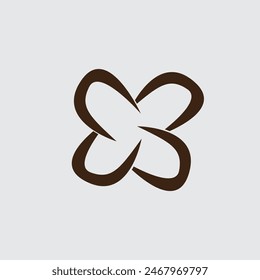 letter x flower simple black and white design