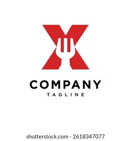 Letter X Fork Logo Icon Vector