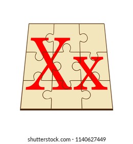 letter X in the form of a folded puzzle