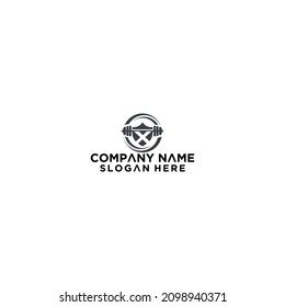 Letter X in Forming Shield Shape Barbell Fitness vector design