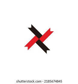 Letter X four ribbons geometric symbol simple logo vector