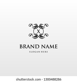 Letter X Frame Decoration Abstract Luxury Creative Business Elegance Logo 