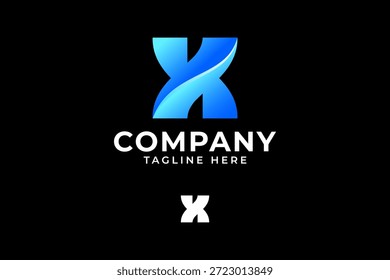 Letra X con diseño de logotipo abstracto gen para empresa de tecnología. Formulario de remolino con la letra X logotipo minimalista para el negocio digital. Forma de onda fluida con cromosoma K y diseño de logotipo de ADN para la marca de inicio