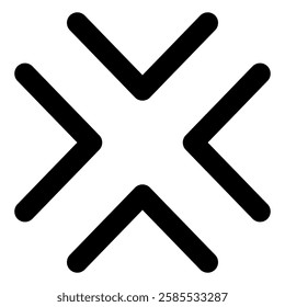 Letter x geometric cross, with arrowheads pointing outwards