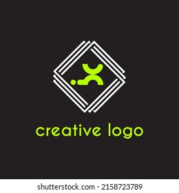 letter x geometric style monogram inside the frame