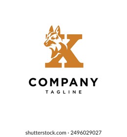 Letter X German Shepherd Logo Icon Vector