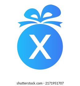 Letter X Gift Box Logo. Giftbox Icon Celebration Logo Element Template