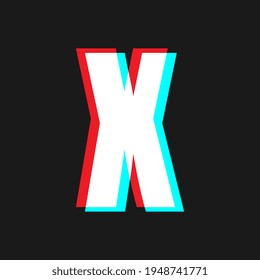 Buchstabe X mit Glitzeffekt auf schwarzem Hintergrund