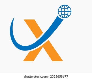 Letter X Global Logo Design. World Logotype Symbol Vector Template