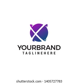 letter x globe logo design concept template vector