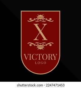Buchstabe X glorreiches Siegeslogo, Vektordesign-Element