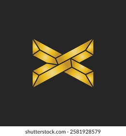 Letter X gold bar logo in gold color