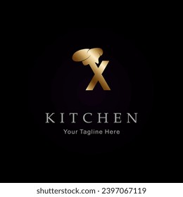 Letter X Gold Kitchen Logo Template Vector 