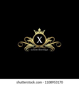Letter X Gold Queen Luxury Design Logo