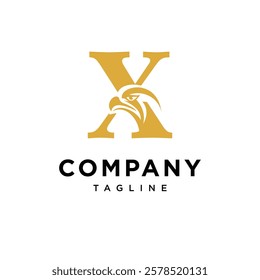 Letter X Golden Eagle Logo Icon Vector