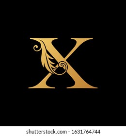 Letter X  Golden Initial Luxury Logo Icon, monogram vector design concept.