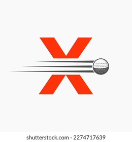 Letter X Golf Logo Design. Initial Hockey Sport Academy Sign, Club Symbol