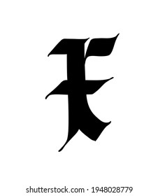Letter X, in the Gothic style. Vector. Alphabet. The symbol is isolated on a white background. Calligraphy and lettering. Medieval Latin letter. Logo for the company. Monogram. Elegant font for tattoo