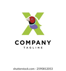 Letter X Gouldian finch Logo Icon Vector