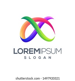 letter X gradient color logo design