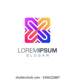 letter X gradient color logo design
