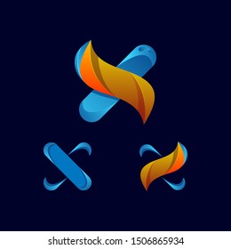 letter X gradient color logo design