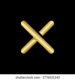  the letter x gradient gold design vector
