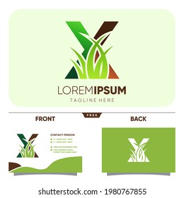 Letter X Grass Logo Design Vector Icon Graphic Illustration