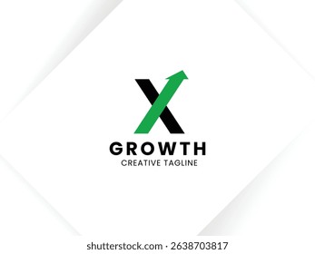 Letter X growth logo design with arrow up symbol and icon. Invest and financial logo
