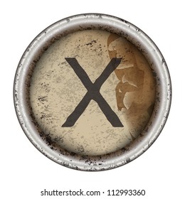 Letter X grunge typewriter key