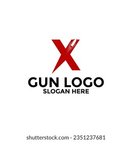 Letter X and Gun logo icon design, Gun Logo vector template