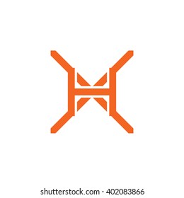 letter X and H monogram logo orange