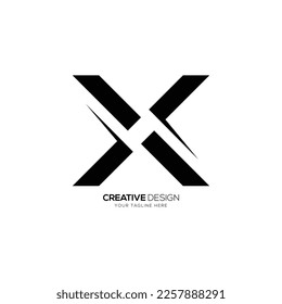 Letra X H espacio negativo logotipo de marca moderna