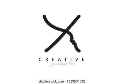 Letter X hand drawn font design with uppercase