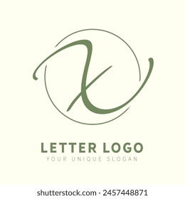 Buchstabe X, handgezeichnetes Logo-Design. Vektorgrafik Creative Branding Logo Design.