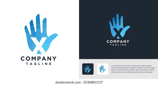 Letter X Hand Logo Design Vorlage	

