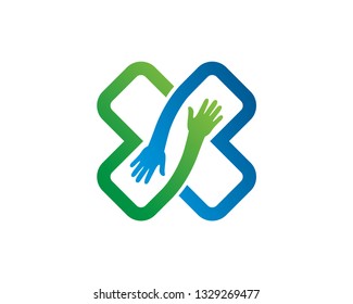 Letter X and Hand Logo Template, Icon, Symbol - Vector