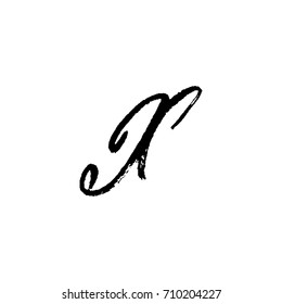 Letter X. Handwritten by dry brush. Rough strokes font. Vector illustration. Grunge style elegant alphabet.