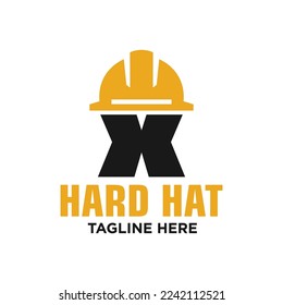 Letter X Hard Hat Logo Design Template Inspiration, Vector Illustration.