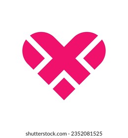 Letter X heart creative logo design