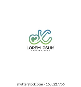 Letter X heart logo icon design template elements 