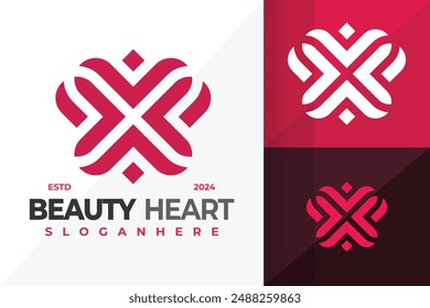 Letter X Heart Love Logo design vector symbol icon illustration